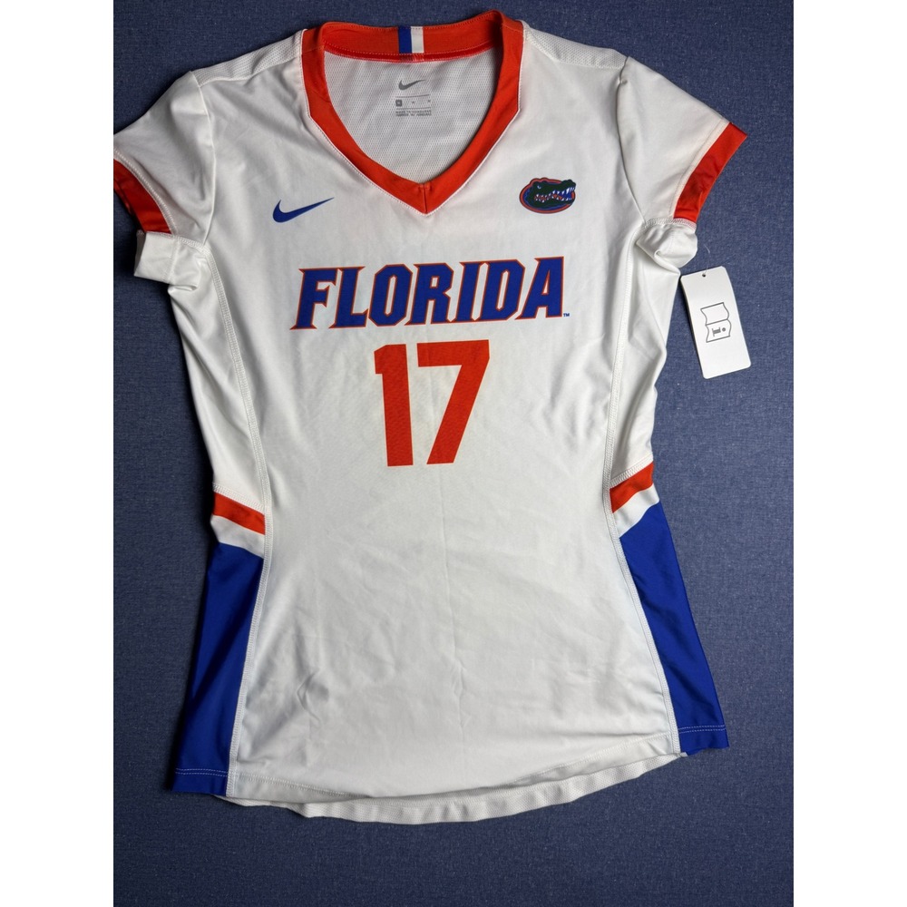Nike Florida Gators Women Volleyball Jersey White Orange Blue 17 846318-100 M